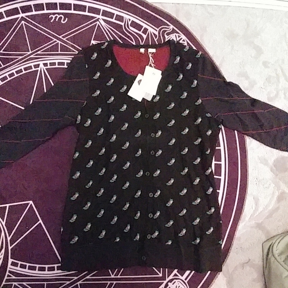 NWT Moth Anthropologie L Size Fox Cardigan Sweater
